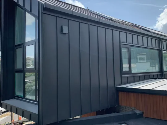 Close-up photo of exterior wall cladding project